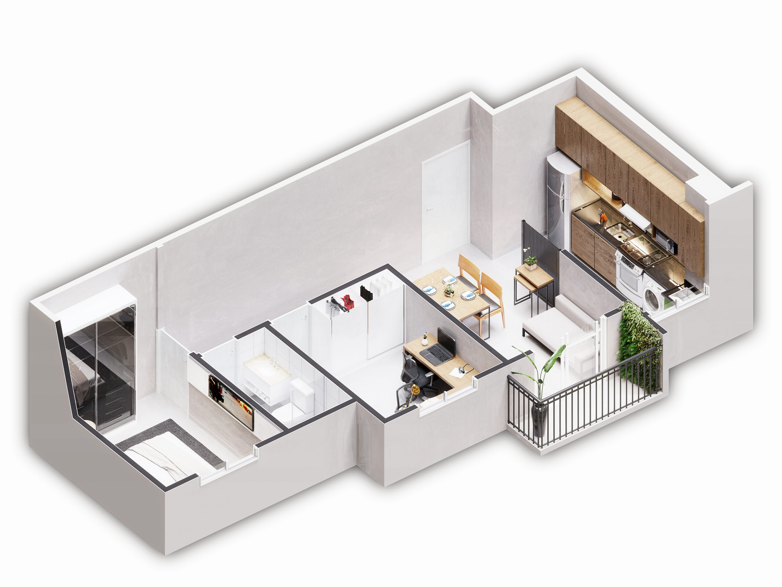 Isometria apto 46m²